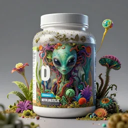 a new diet food created from alien plants, bizzare, incomprehensible, multicolored, fitness supplement - n 9