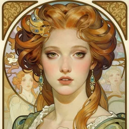 realistic detailed face portrait of a young beautiful alien baroque cyberpunk marie antoinette by alphonse mucha, ayami kojima, amano, greg hildebrandt, and mark brooks, art nouveau, female, feminine, baroque cyberpunk, rococo cyberpunk, neo - gothic, gothic, character concept design