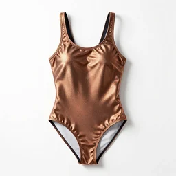 bronze swimsuit, commercial catalog photo, isolated on a pure white background, centered, entire object in frame, sharp focus, soft studio lighting