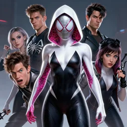 Spider-Gwen venom Gwenom, art by lois van baarle and loish and ross tran and rossdraws and sam yang and samdoesarts and artgerm, digital art, highly detailed, intricate, sharp focus, Trending on Artstation HQ, deviantart, unreal engine 5, 4K UHD image