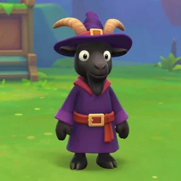 an anthropomorphic black goat wizard in the sims 4, screenshot