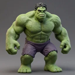 of a 3d clay model of the incredible hulk, ultra fine detail, hair strands, ultra high resolution, fine texture detail, miniature painting techniques, perfect proportions, marvel cinematic universe, eric bana