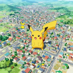aerial view of a local town, pokemon background art, kazuo oga, trending on artstation