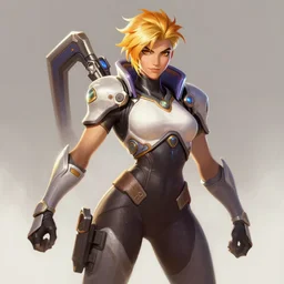 digital painterly artwork of tracer from the game overwatch