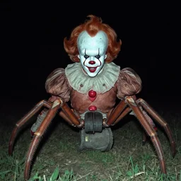 trailcam footage of giant spider pennywise, night, creepy, grainy footage