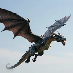 a soaring dragon high in the sky