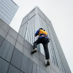 climbing up a skyscraper