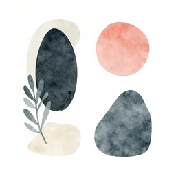 minimalist watercolor eclectic art, illustration, vector art