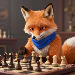 fox fursona chess prodigy wearing a blue ascot playing chess, intricate artwork by artgerm, greg rutkowski, and kilian eng, digital illustration, hyper detailed, super sharp, crisp, smooth, vibrant colors smooth gradients, depth of field, aperture f 1. 2