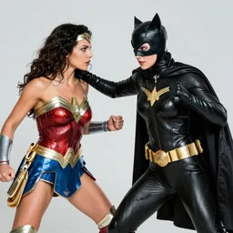 catwoman fighting against wonder woman. Ultrarealistic
