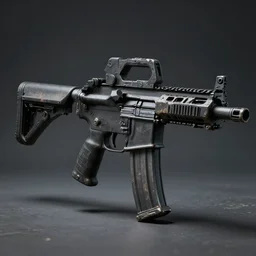 m4 carbine, black, scifi, dirty, gritty, studio lighting, chromatic aberration, concept art