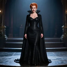 full body  photograph of christina hendricks as a vampire queen.  Extremely detailed. 8k