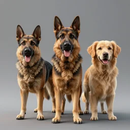 3 d model of a german shepherd and golden retriever mixed breed dog, octane render, raytraced