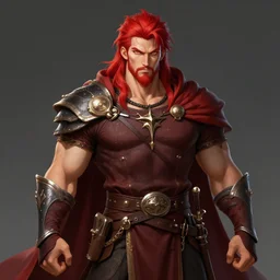 a chad and handsome red wizard, super buff and cool, very detailed, sharp, matte, concept illustration