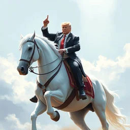 donald trump on a majestic white horse, digital painting, artstation, concept art, smooth, sharp focus, illustration, in - frame, centered, art by artgerm and donato giancola and joseph christian leyendecker, ross tran, wlop