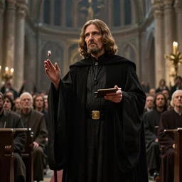 emperor palpatine preaching to people at church, 8k cinematic lighting, very sharp detail, anatomically correct