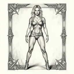 britney spears as a d & d monster, full body, pen - and - ink illustration, etching, by russ nicholson, david a trampier, larry elmore, 1 9 8 1, hq scan, intricate details, inside stylized border