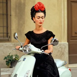 frida kahlo on a vespa
