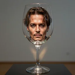 still of johnny depp face on a large glass of wine, by dale chihuly, by zdizslaw beskinski