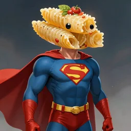 a superhero that has a pasta head, epic illustration, 8 k, artstation, fantasy art