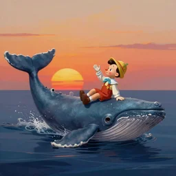 a painting of pinnochio in the belly of a whale by andreas achenbach, sunset, featured on artstation, fantasy art, matte drawing, matte painting, artstation hq
