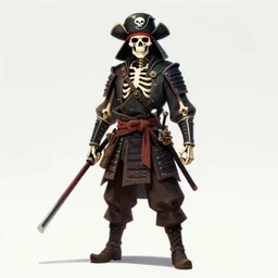 skeleton samurai pirate, concept art, digital art,