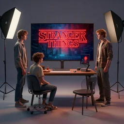 stranger things studio lighting digital art station unreal engine render by michal karcz and nixeu and ian sprigger