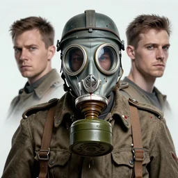 portrait of futuristic world war 1 soldier with gas mask, dripping paint, craig mullins, ash thorpe, fibonacci rhythm ar