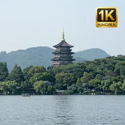 A beautiful landscape of photorealistic shift phtograpy, hologram of China Hangzhou, highly detailed, wallpaper, 8k, awarded winning photo