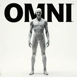 1979 OMNI Magazine Cover depicting a creepy cyber man standing in a large corner office. Cyberpunk Akira style by Vincent Di Fate