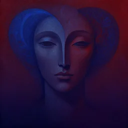 the brittle. digital painting, vertical, intricate, beautiful, detailed, grunge, illustration, abstract art by georgia o'keeffe, trending on artstation. blue, dark red and dark purple color scheme, gradient darker to bottom