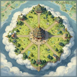 top - down handpainted rpg map of a temple in the clouds, by greg rutkowski and afternoon maps, trending on artstation