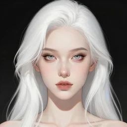 an illustration of a beautiful pale woman with white hair, symmetrical face, greg rutkowski