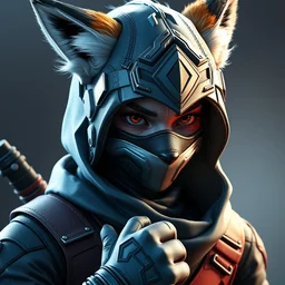 portrait super hero fox ninja 🦊 young, style artstation, style greg rutkowsk, ciberpunk, comic art book, biopunk, octane render, unreal engine 6, epic game graphics