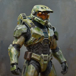an oil painting of the UNSC Pillar of Autumn from Halo