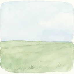 minimalist landscape by yoh shomei, pastel and watercolour pen and wash