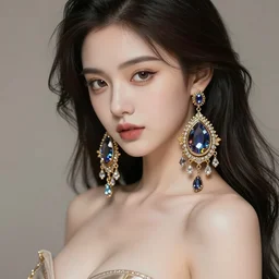 beautiful female Potara Earring Fusion, exquisite detail, hyper realism, ornate, voluptuous, exquisite detail, masterpiece, voluptuous, cute face, 4k, art by Donato Giancola and Bayard Wu and WLOP and Artgerm