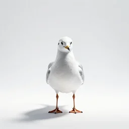 crystal seagull, professional studio photo, full body, isolated on a pure white background, centered, entire subject in frame, sharp focus, soft studio lighting