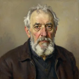 portrait of an old man in the style of michael hussar