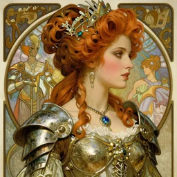 realistic detailed profile portrait of a young beautiful marie antoinette in opulent alien armor by alphonse mucha, ayami kojima, amano, greg hildebrandt, and mark brooks, female, feminine, art nouveau, rococo cyberpunk, neo - gothic, gothic, character concept design