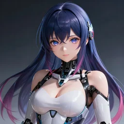 beautiful and gorgeous anime android robot girl with glossy skin, artstation, high quality, highly detailed,