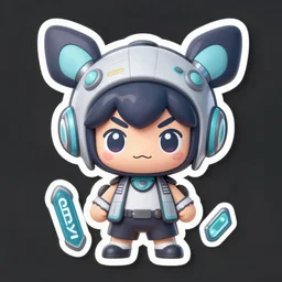 cute symmetrical teenage cyberpunk explorer with futuristic headpiece coxyclaque pokemon sticker art, male, cronobreaker, brawler, beeple game icon