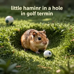 “ little hamster in a hole in a golf terrain ”