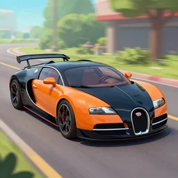 an orange and black bugatti veyron in adventure time