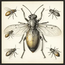 insects, anatomical board, ernst haeckel