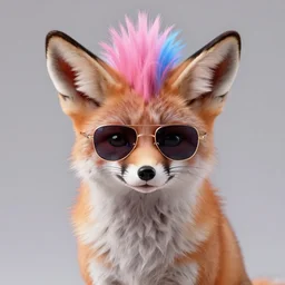 feral fennec fox animal, pink and blue mohawk hairstyle, sunglasses, synthwave style, portrait, artstation, detailed, award winning, furry, award winning