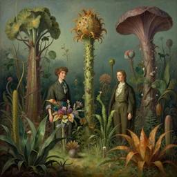 beautiful rendering of exotic plants by daniel merriam and karol bak and martin johnson heade, xenoplanet by roger dean and bruce pennington and moebius, mantra rendering, matte painting, high detailed, 4 k, trending on artstation
