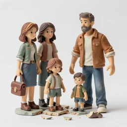 broken figurine of a white trash family