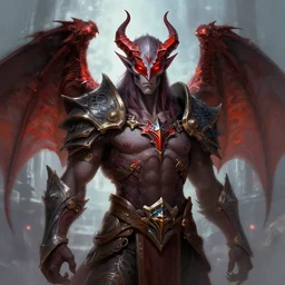 illidan the elf demon hunter with band that cover his eyes with demon wings from world of warcraft with background digital painting trending on artstation