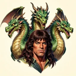 Three headed dragon with the face of Macho Man Randy Savage, by Jeff Easley. Trending on Artstation